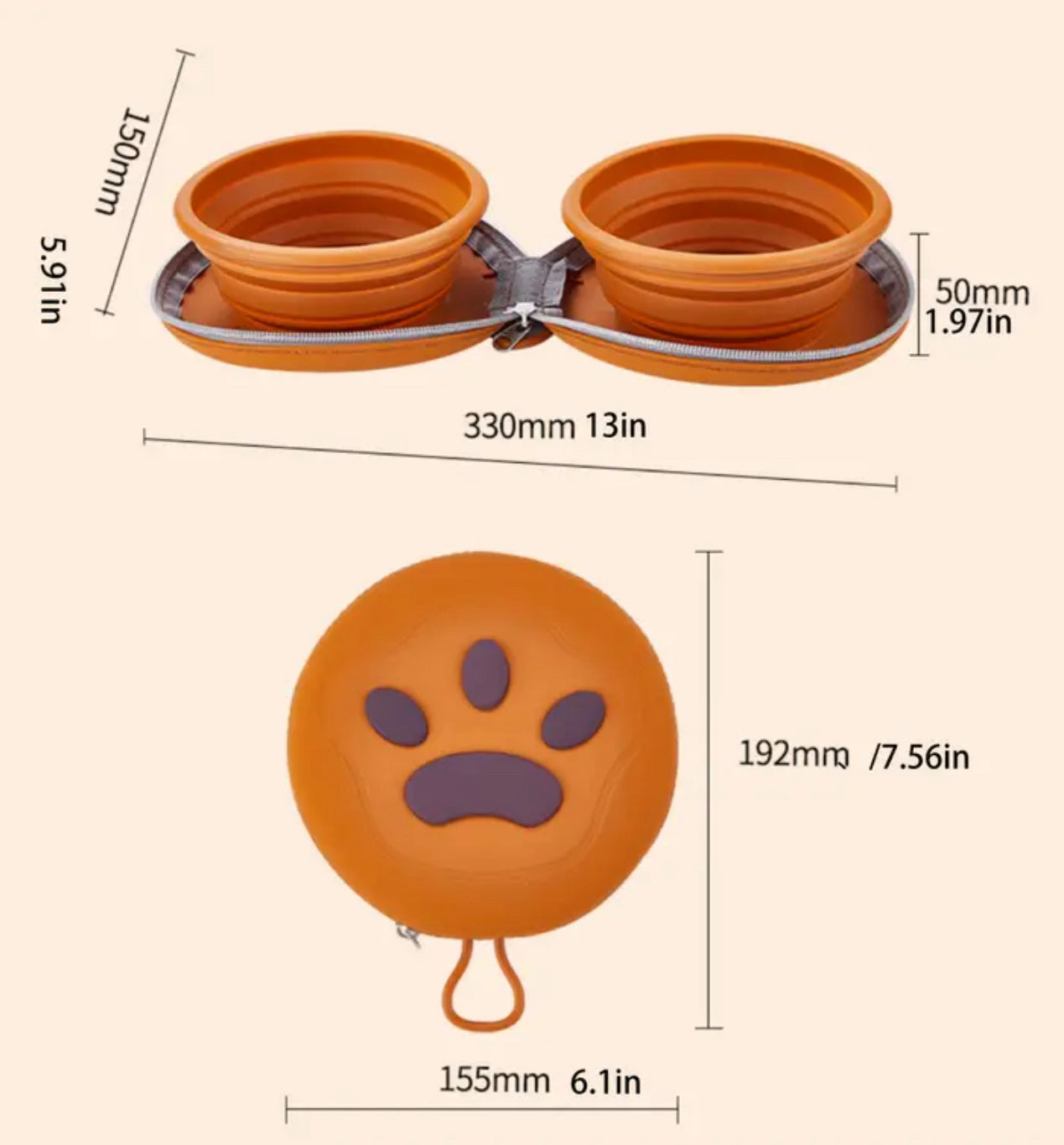 Collapsible Dual Pet Travel Bowls