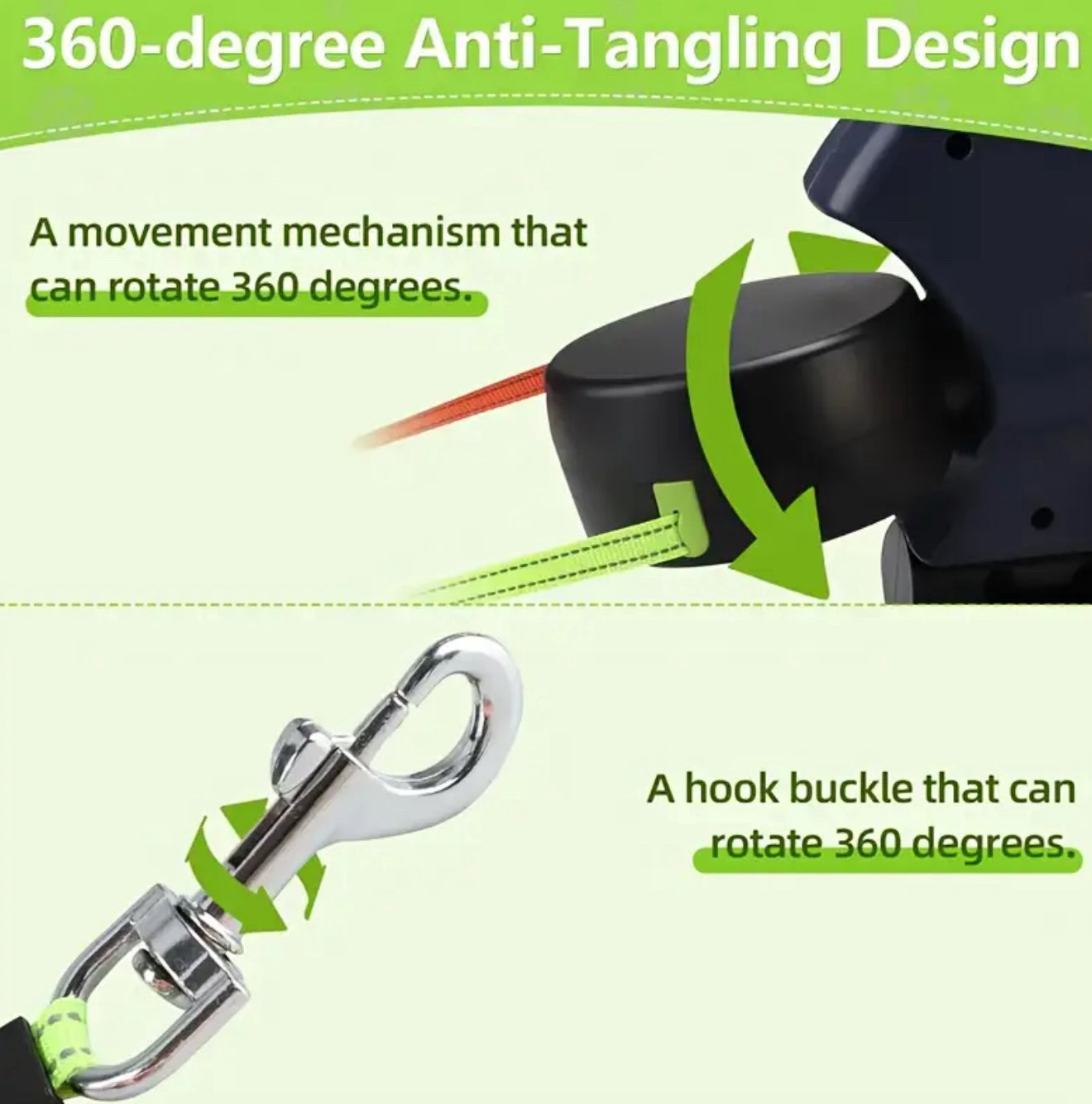 Dual Dog Automatic Retractable Leash with 360° Swivel
