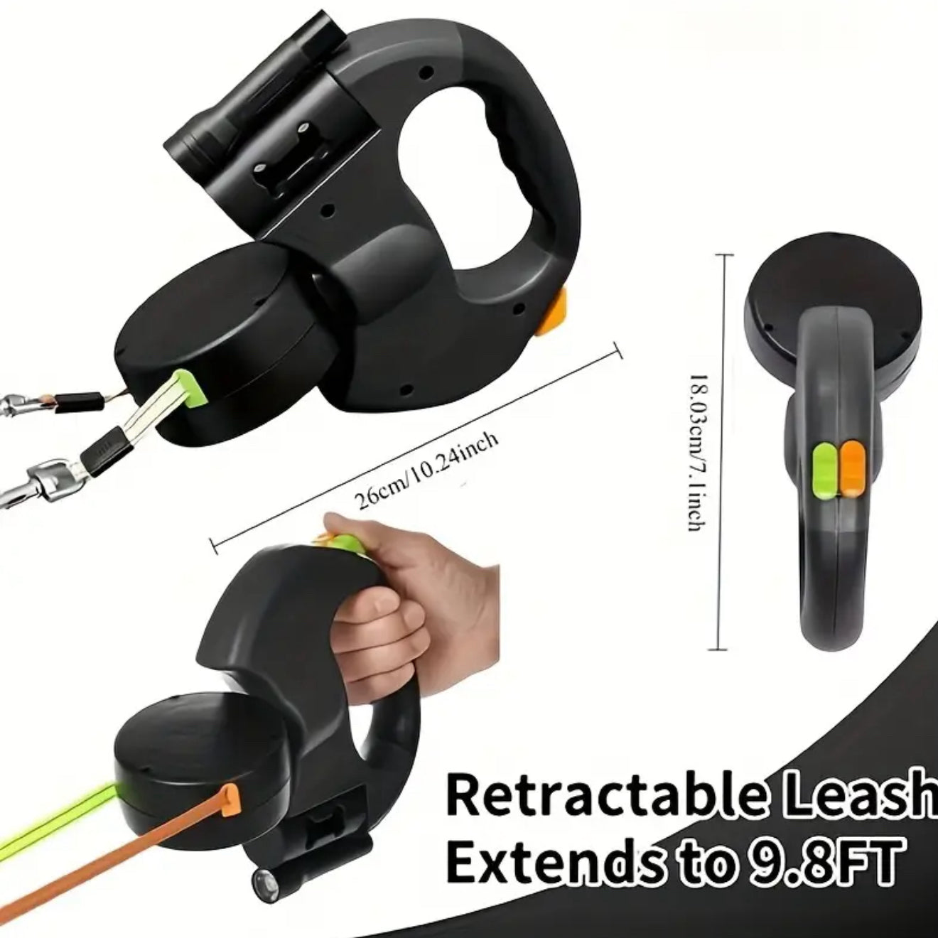 Dual Dog Automatic Retractable Leash with 360° Swivel